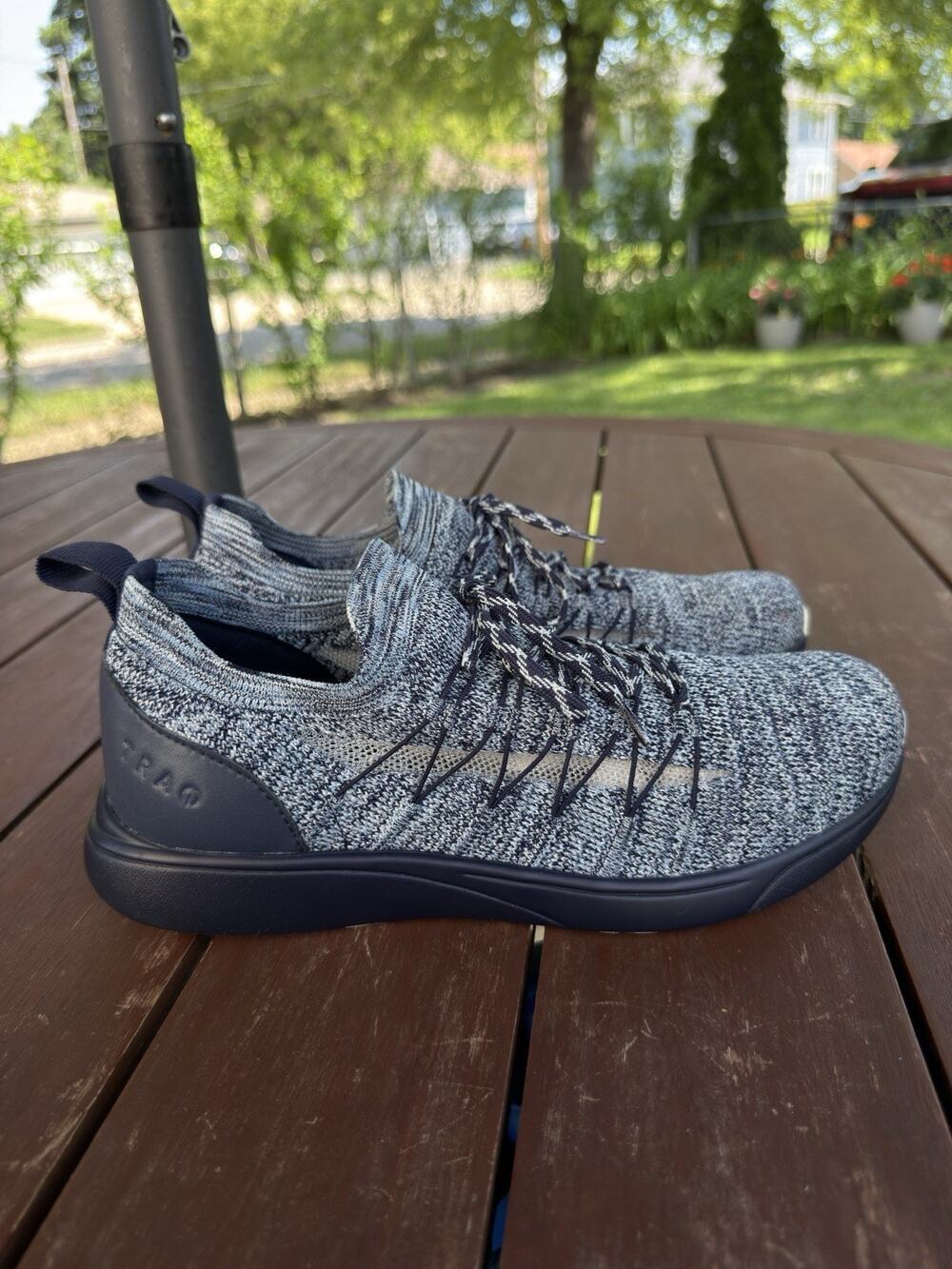 TRAQ by Alegria Synq 2 Women Blue Knit Lace-Up Sneakers Comfort Shoes Size 39/8